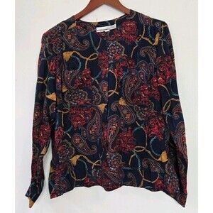 Alfred Dunner‎ Blouse Shirt Womens 14 Paisley Whimsigoth Fairy Grunge Boho Indie